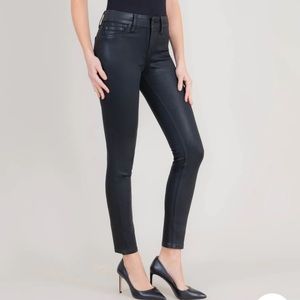 Level 99 Jeans Liza Midrise Black Vegan Leather Modal Skinny Jeans Black 28